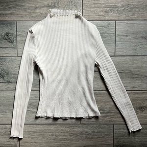 White Ribbed Long Sleeve - Size S